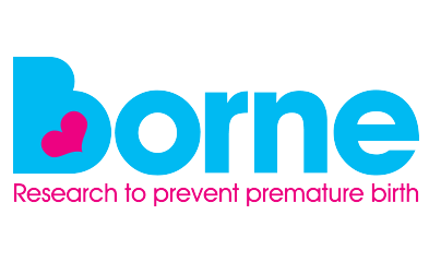 Blue & pink logo for the charity Borne, founded by Professor Mark Johnson.