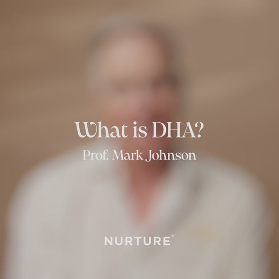 Professor Mark Johnson explaining what DHA is against a plain background 